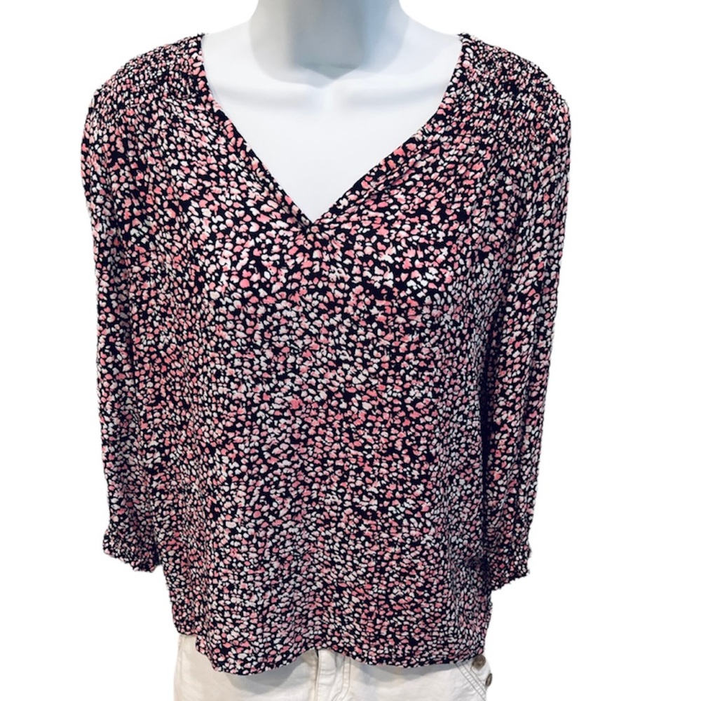 Rachel Zoe Top 3/4 Sleeve V-Neck Blouse, Medium